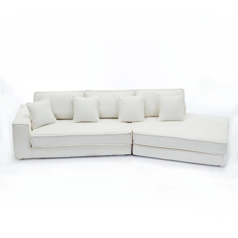 133 Lamb Velvet Convertible Sleeper Sofa with 7 Pillows (3 Back + 4 Throw), Foldable Gaming Bed Design