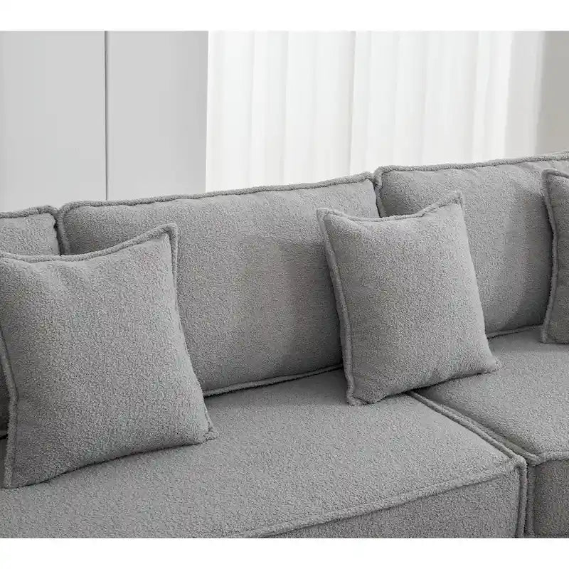 133 Lamb Velvet Convertible Sleeper Sofa with 7 Pillows (3 Back + 4 Throw), Foldable Gaming Bed Design