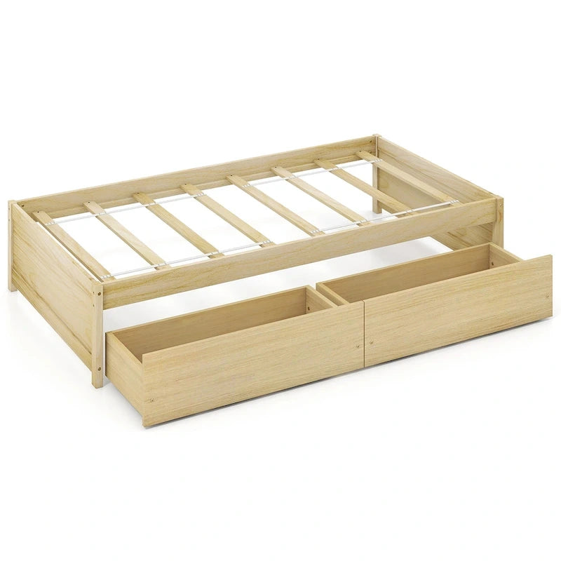 Gymax Twin Size Captain Bed w/ 2 Drawers Slats Support Twin Daybed