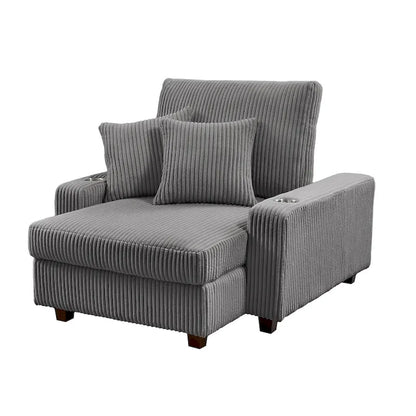 44in Wide Upholstered Chaise Lounge Chair with Adjustable Backrest