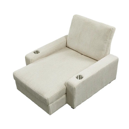 44in Wide Upholstered Chaise Lounge Chair with Adjustable Backrest