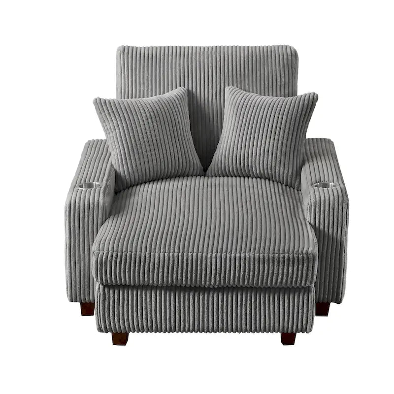 44in Wide Upholstered Chaise Lounge Chair with Adjustable Backrest