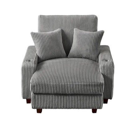 44in Wide Upholstered Chaise Lounge Chair with Adjustable Backrest