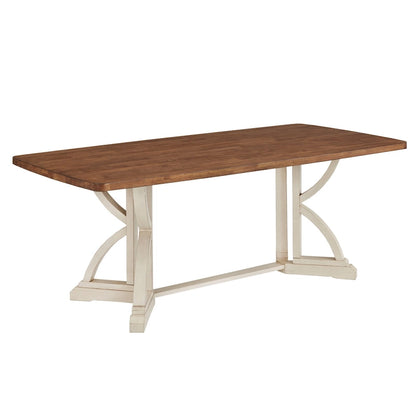 Eleanor 78-inch Oak Top Dining Table with Interlocking Base by iNSPIRE Q Classic