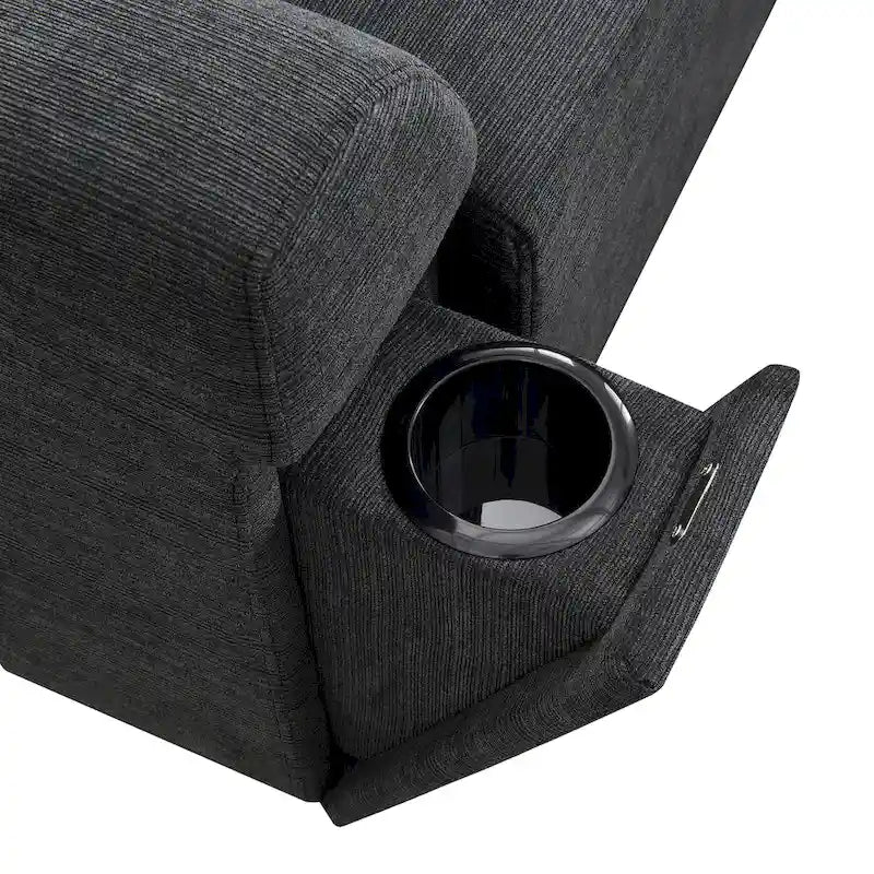 128 Chenille U-Shaped Sectional Sofa with Ottoman, 6-Seater Couch Set and Hidden Storage, USB Charging &amp; Cup Holders