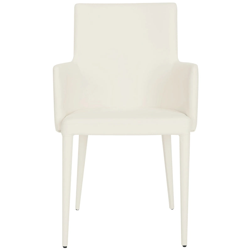 SAFAVIEH Elois Mid-Century Dining Modern White Arm Chair - 23.6 W x 21.6 L x 35.5 H - 24Wx22Dx36H