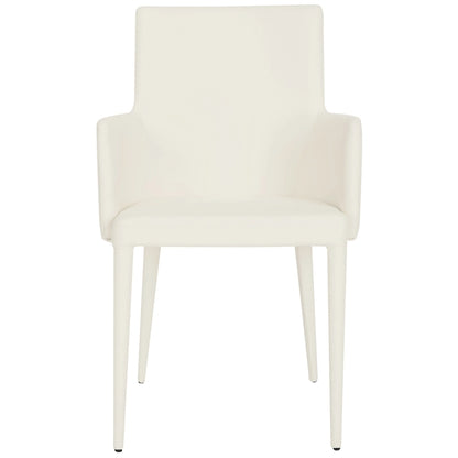 SAFAVIEH Elois Mid-Century Dining Modern White Arm Chair - 23.6 W x 21.6 L x 35.5 H - 24Wx22Dx36H