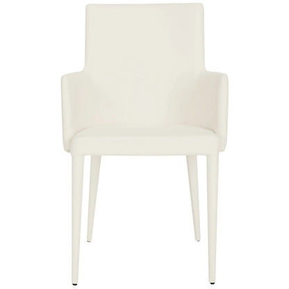 SAFAVIEH Elois Mid-Century Dining Modern White Arm Chair - 23.6 W x 21.6 L x 35.5 H - 24Wx22Dx36H