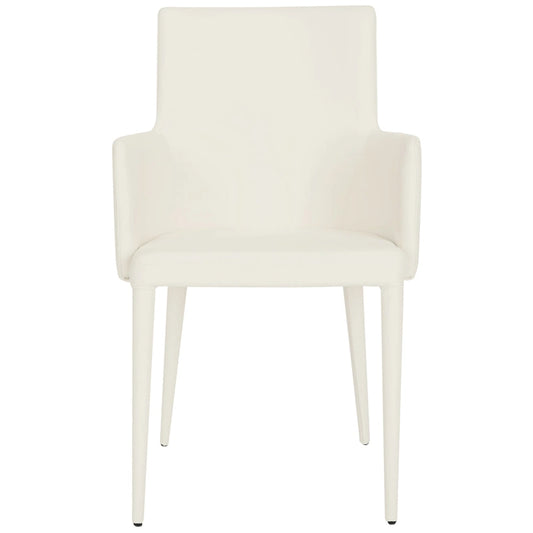 SAFAVIEH Elois Mid-Century Dining Modern White Arm Chair - 23.6 W x 21.6 L x 35.5 H - 24Wx22Dx36H