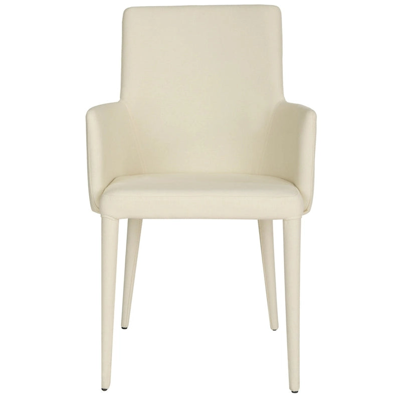 SAFAVIEH Elois Mid-Century Dining Modern White Arm Chair - 23.6 W x 21.6 L x 35.5 H - 24Wx22Dx36H