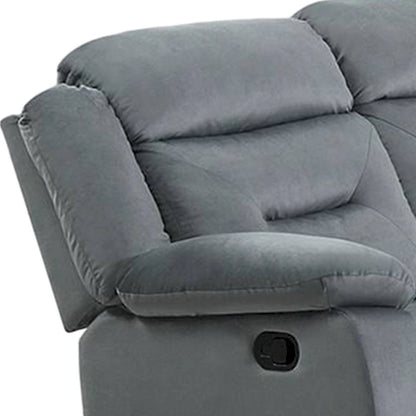 Niko Manual Recliner Loveseat, Light Gray Velvet, Solid Wood, 60 Inch