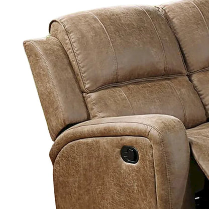 Charles Manual Recliner Sofa, Chestnut Brown Faux Leather, 78 Inch