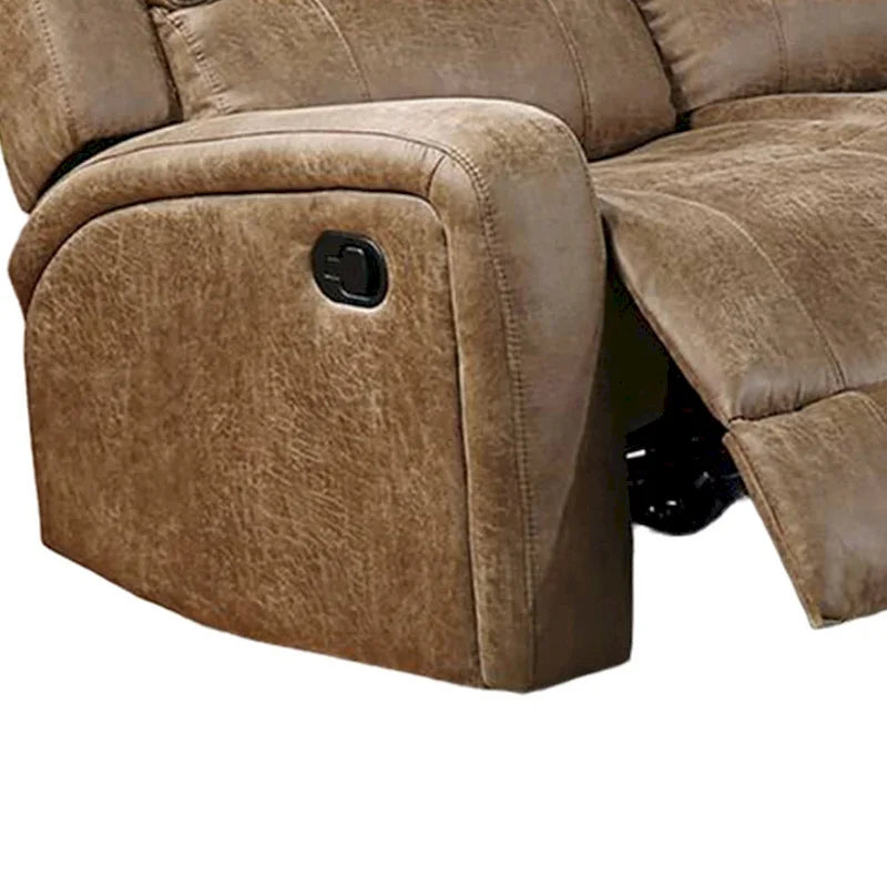 Charles Manual Recliner Sofa, Chestnut Brown Faux Leather, 78 Inch