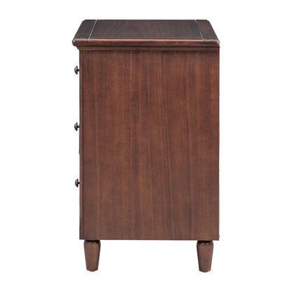 Mid-Century Modern Nightstand, Wooden Lockers with Metal Handle 3 Drawers, Entry Side Table with Solid Wood Legs