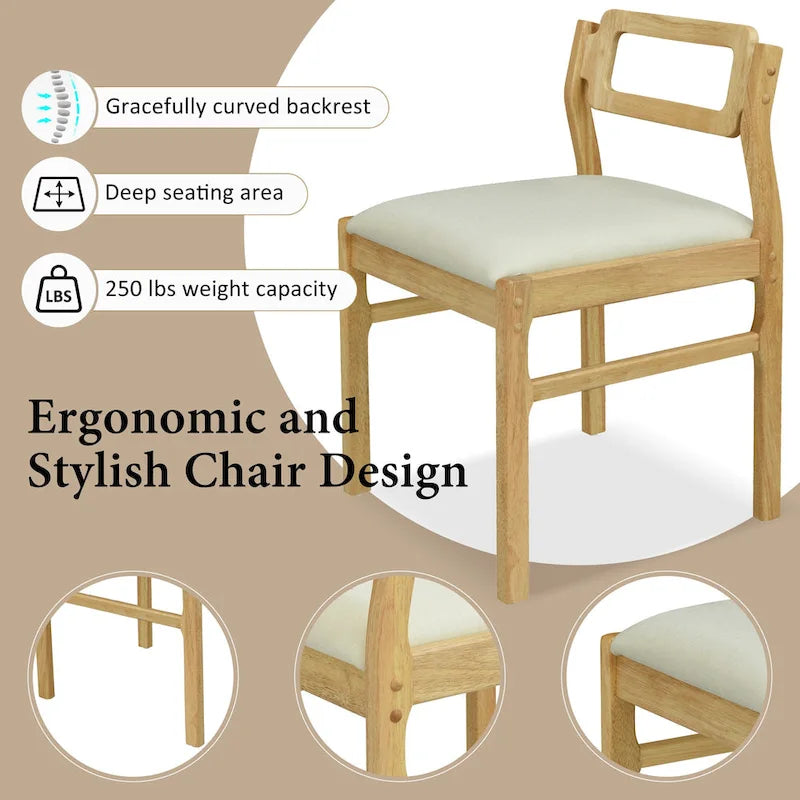 Wood Dining Table Set for 4, Extendable Square Kitchen Table Set with Two Drop Leaves, Storage Shelf and 4 Upholstered Chairs