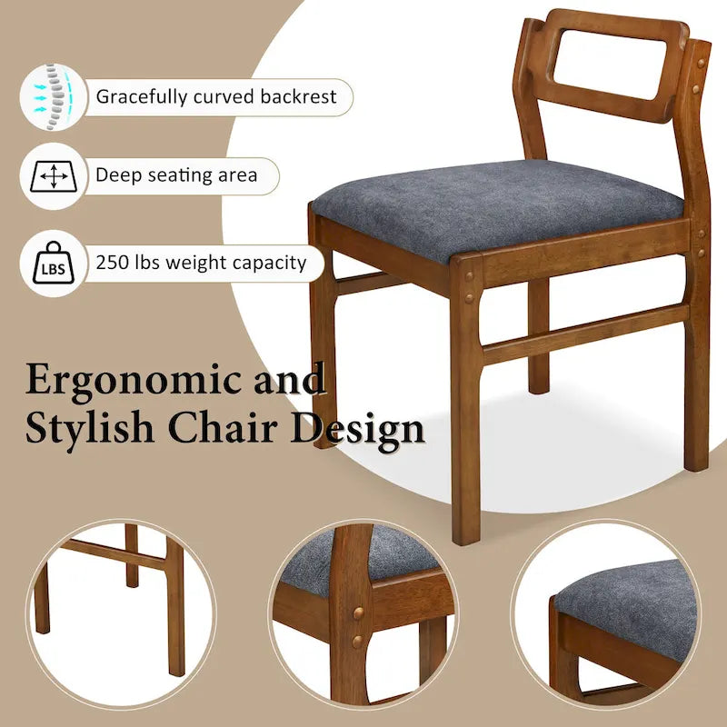 Wood Dining Table Set for 4, Extendable Square Kitchen Table Set with Two Drop Leaves, Storage Shelf and 4 Upholstered Chairs