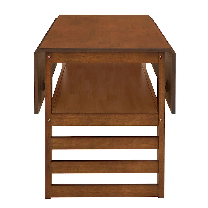 Wood Dining Table Set for 4, Extendable Square Kitchen Table Set with Two Drop Leaves, Storage Shelf and 4 Upholstered Chairs