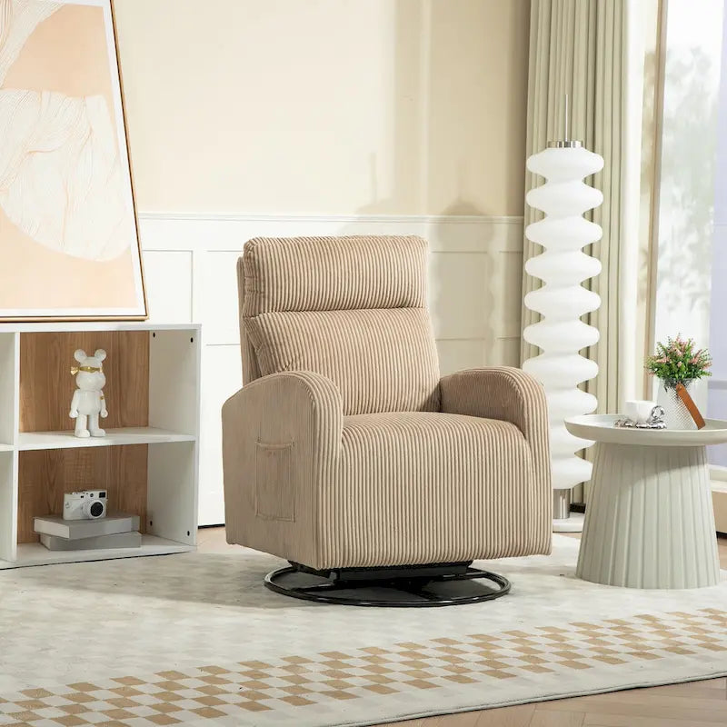 Modern Upholstered Swivel Glider Rocking Chair for Nursery
