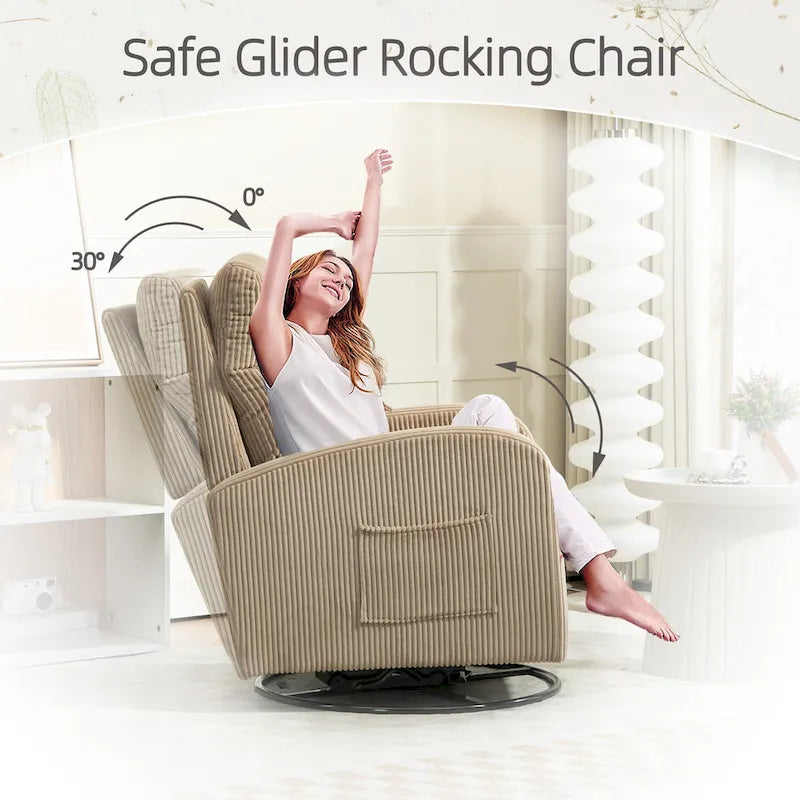 Modern Upholstered Swivel Glider Rocking Chair for Nursery