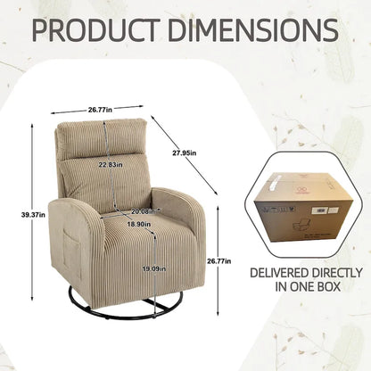 Modern Upholstered Swivel Glider Rocking Chair for Nursery