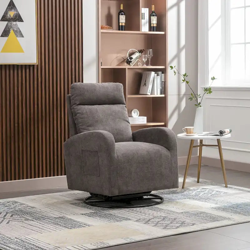 Modern Upholstered Swivel Glider Rocking Chair for Nursery