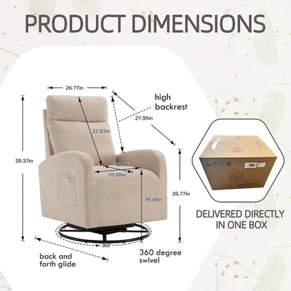 Modern Upholstered Swivel Glider Rocking Chair for Nursery
