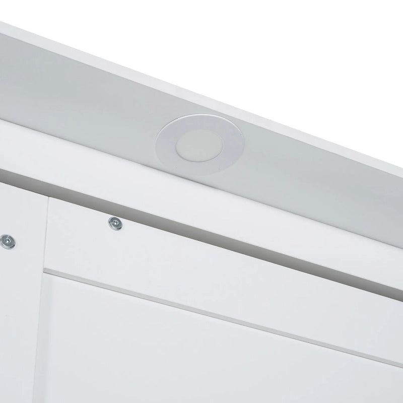 Queen Size Murphy Bed with Sofa, LED Lights &amp; Shelves