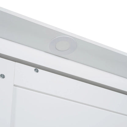 Queen Size Murphy Bed with Sofa, LED Lights &amp; Shelves