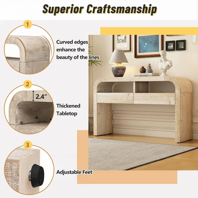 Console Table Entryway Table, Natural Wood Wash