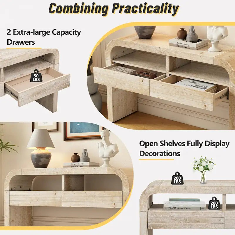 Console Table Entryway Table, Natural Wood Wash