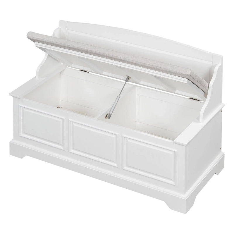 Retro Shoe Storage Bench with Safe Soft-Close Devices &amp; Cushion