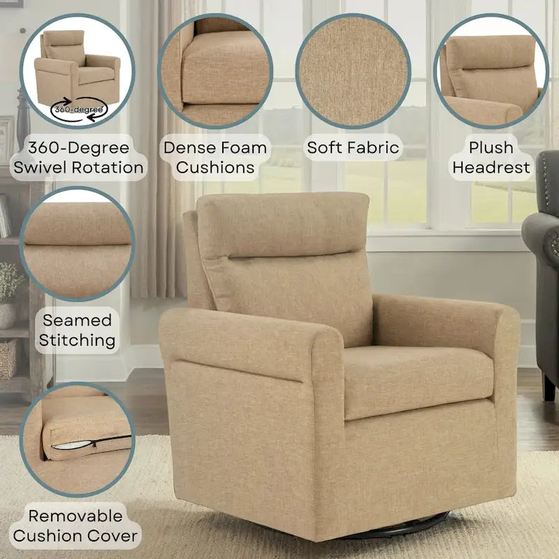 Convenience Concepts Take a Seat Olivia Swivel Accent Armchair