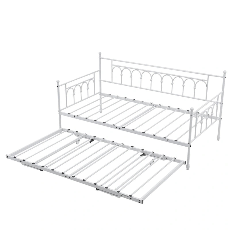 Metal Twin DayBed with Trundle Bed Twin for Adults,Space-Saving Bed