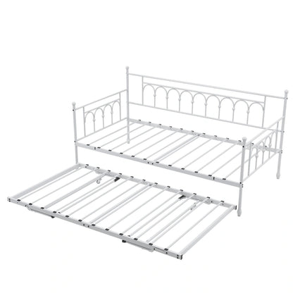 Metal Twin DayBed with Trundle Bed Twin for Adults,Space-Saving Bed