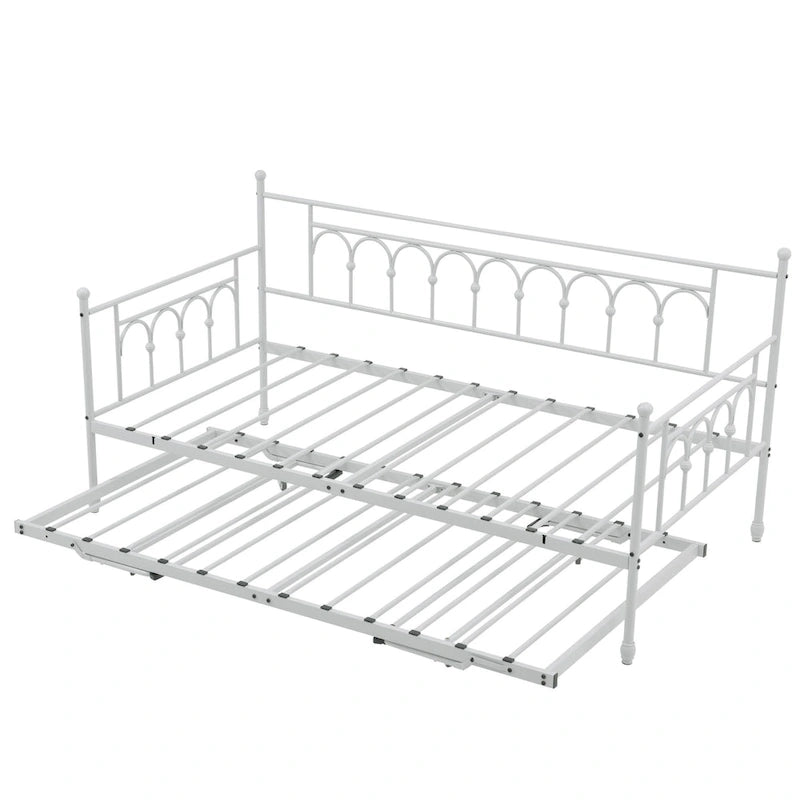 Metal Twin DayBed with Trundle Bed Twin for Adults,Space-Saving Bed