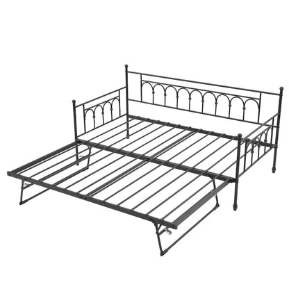 Metal Twin DayBed with Trundle Bed Twin for Adults,Space-Saving Bed