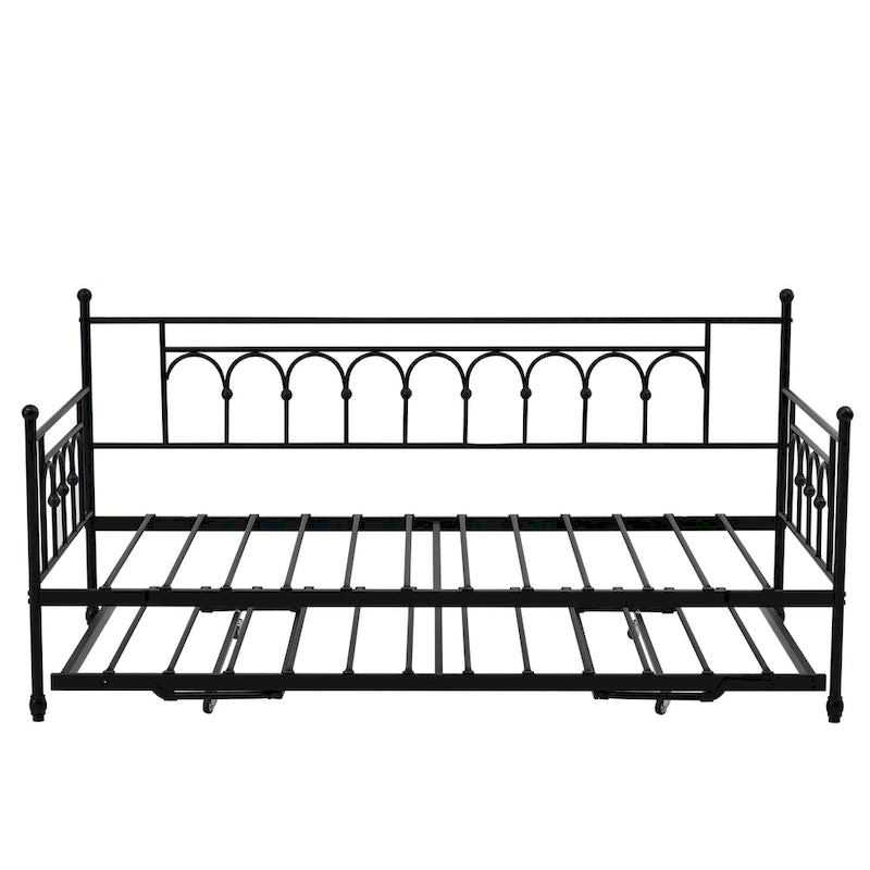 Metal Twin DayBed with Trundle Bed Twin for Adults,Space-Saving Bed