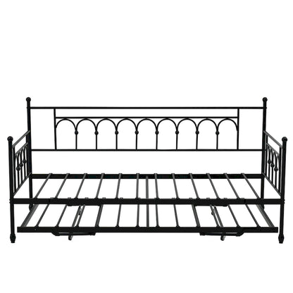 Metal Twin DayBed with Trundle Bed Twin for Adults,Space-Saving Bed