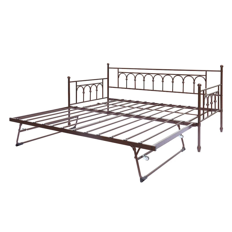 Metal Twin DayBed with Trundle Bed Twin for Adults,Space-Saving Bed