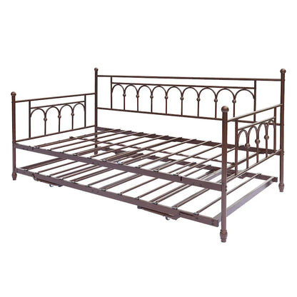 Metal Twin DayBed with Trundle Bed Twin for Adults,Space-Saving Bed