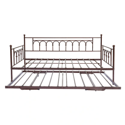 Metal Twin DayBed with Trundle Bed Twin for Adults,Space-Saving Bed