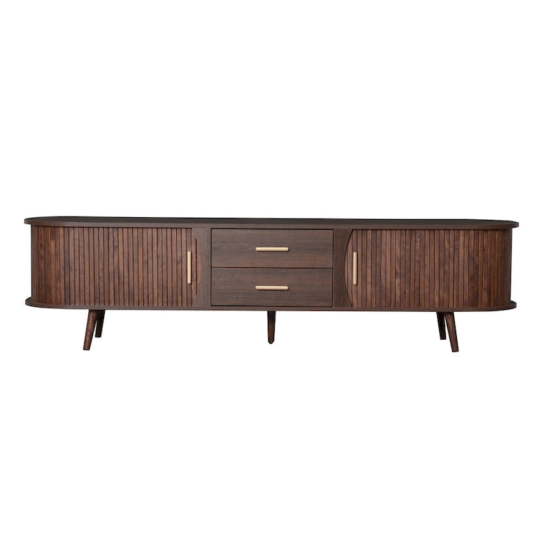 Mid-Century Modern TV Stand for 80 TV, Entertainment Center with Storage Media Console Table with 2 Drawers
