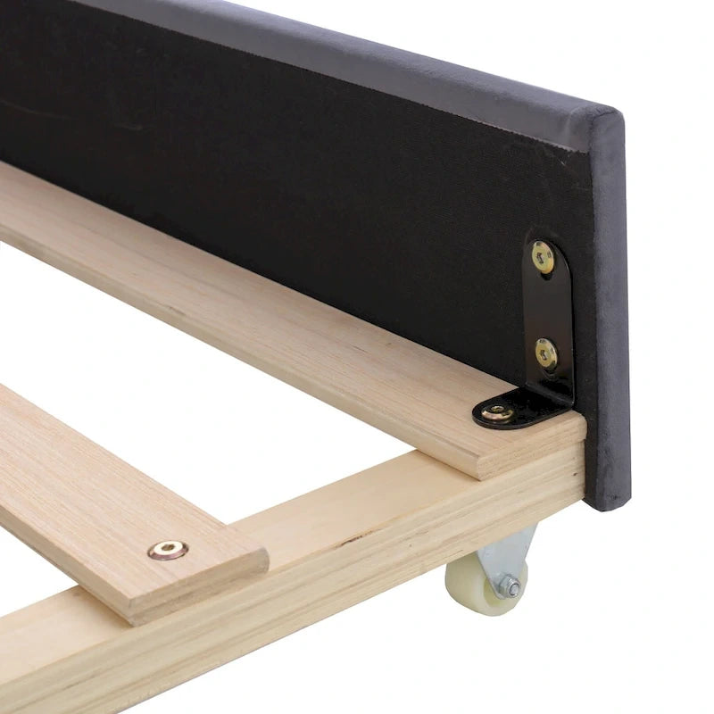 Velvet Upholstered Platform Bed, Wood Daybed with Pull-out Trundle Bed, USB Charging Ports, Storage Space on Both Sides