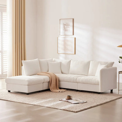 L-Shaped Modular Sectional Sofa, Upholstered Deep Seat Cloud Couch
