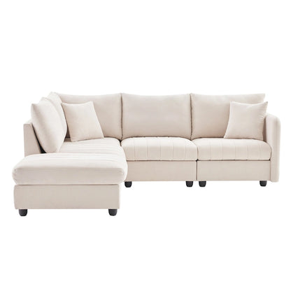 L-Shaped Modular Sectional Sofa, Upholstered Deep Seat Cloud Couch