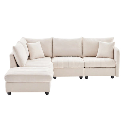 L-Shaped Modular Sectional Sofa, Upholstered Deep Seat Cloud Couch