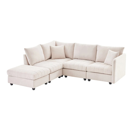 L-Shaped Modular Sectional Sofa, Upholstered Deep Seat Cloud Couch