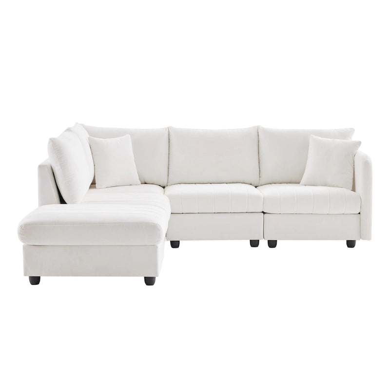 L-Shaped Modular Sectional Sofa, Upholstered Deep Seat Cloud Couch