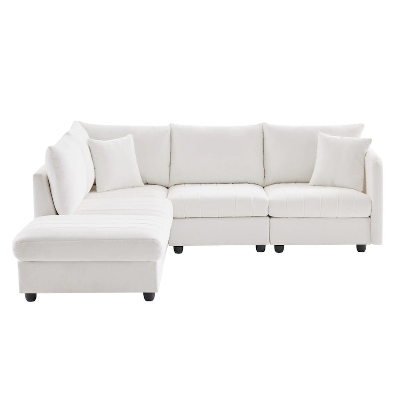 L-Shaped Modular Sectional Sofa, Upholstered Deep Seat Cloud Couch
