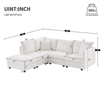 L-Shaped Modular Sectional Sofa, Upholstered Deep Seat Cloud Couch
